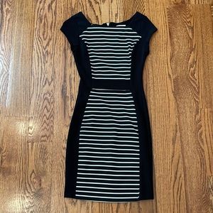 love…ady Black & White Striped Form Fitting Dress